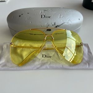 Authentic Christian Dior Yellow Aviator Sunglasses